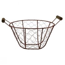 Product Wire basket vintage round with wooden handles metal basket rust Ø22cm