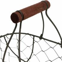 Product Oval wire basket with handle, grey, 17×11cm, H15cm, 2 pieces