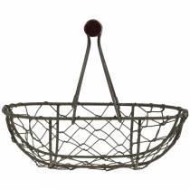 Product Oval wire basket with handle, grey, 17×11cm, H15cm, 2 pieces