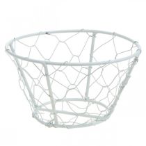 Product Mesh basket, wire basket, metal decoration Shabby Chic White Ø12cm H7cm