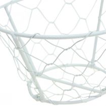 Product Mesh basket, wire basket, metal decoration Shabby Chic White Ø12cm H7cm