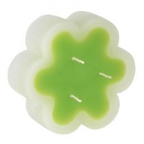 Product Three-wick candle green white shape flower Ø11.5cm H4cm