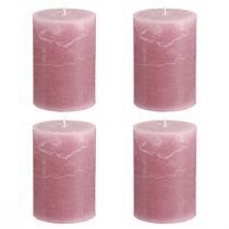 Product Solid-color pillar candles, antique rose, 70x100mm, set of 4 - Romantic decoration