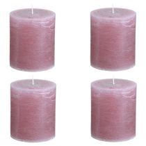 Product Elegant antique rose pillar candles 70×80mm, set of 4, for table decoration, Advent wreath and romantic ambience
