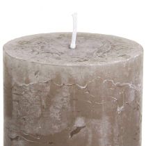 Product Solid-colored brown pillar candles 60×80 mm, set of 4. Rustic decorative candles for a cozy atmosphere.