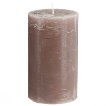 Product Solid coloured candles brown pillar candles 70×120mm 4 pcs