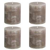 Product Rustic, solid-colored brown pillar candles, 70x80mm, set of 4; high-quality decorative candles for a cozy atmosphere
