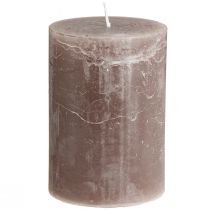 Product Solid coloured candles brown pillar candles 85×120mm 2 pcs