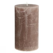 Product Solid coloured candles brown pillar candles 85×150mm 2 pcs