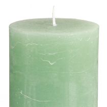 Product Jade Green Pillar Candles, Dyed Through, High-Quality Decorative Candles 70x120mm, Stylish Table Decoration and Gift Idea, Set of 4