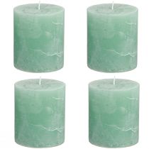 Product Solid-colored pillar candles, green jade, 70×80mm, set of 4, for decoration and relaxation