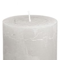 Product Solid-color candles, light grey, pillar candles 70×80mm, 4 pieces, rustic decoration for home &amp; garden