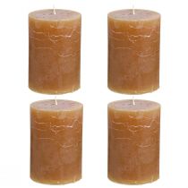 Product Solid-colored caramel pillar candles 70×100mm Set of 4 - Rustic decoration, long burning time, brown candles for coziness
