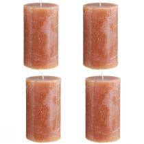 Product Solid-colored caramel pillar candles 70×120mm, set of 4, decorative candles, long burning time, home decor, table decoration