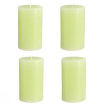Product Set of 4 lime green pillar candles - Elegant table decoration & home ambience candles, 70x120mm - Ideal for celebrations and everyday use