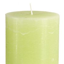 Product Solid-color pillar candles, lime green, 85×150mm, set of 2, high-quality candles for home ambiance & decoration