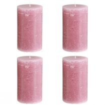 Product Dusty rose pillar candles 70×120mm, dyed throughout, set of 4, decorative candles for weddings &amp; home
