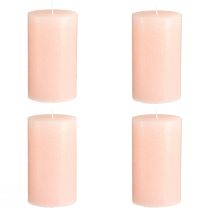 Product Pink pillar candles 70x120mm - Set of 4 Light pink decorative candles for romance & coziness, wedding decoration
