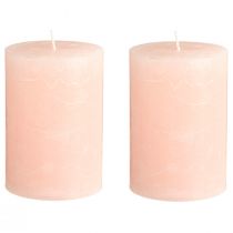 Product Light pink dyed pillar candles 85×120mm, set of 2 – Elegant wax candles for romantic decoration