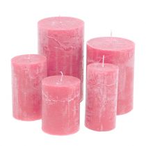Product Solid coloured candles pink different sizes