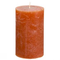 Product Solid coloured candles red-brown pillar candles 60×100mm 4 pcs