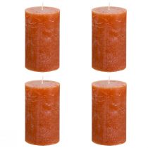 Product Solid-colored pillar candles, reddish-brown, 60x100mm, set of 4, decorative, romantic, rustic