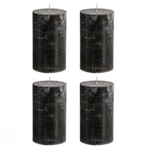 Product Black pillar candles, solid color, 70×120mm, set of 4 - Rustic decorative candles for stylish table decoration & ambience