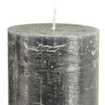 Product Elegant anthracite pillar candles 85x200mm - Rustic design, long burning time, set of 2 for stylish decoration