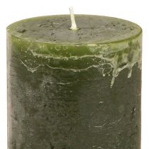 Product Set of 12 solid-colored pillar candles in green, 60x100mm, romantic decoration, long burning, for home decor and celebrations