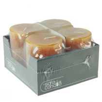 Product Yellow Rustic Pillar Candles 80x110mm 4-pack Safe Candle - Burning time 57h, RAL quality