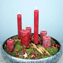 Solid colored candles dark red different sizes