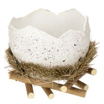 Product Easter nest bowl in egg shape for spring decoration 11cm 4pcs