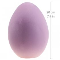 Product Easter egg decorative egg plastic purple flocked 20cm