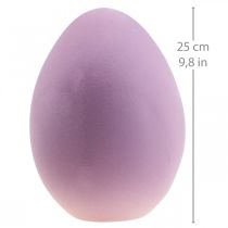 Product Easter egg plastic decorative egg purple lilac flocked 25cm