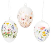 Product Easter eggs with spring and floral motifs, high-quality Easter decoration, 6cm, 6 pieces