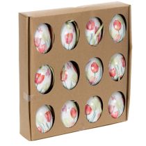 Product Easter egg decoration, tulip motif with ribbon for hanging and spring decoration, 6cm, 12 pieces