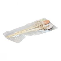 Product Flower Stick Easter Decoration Wooden Egg with Rabbit Colorful 5×7cm 12 Pcs