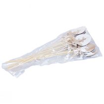 Product Flower Stick Easter Decoration Wooden Egg with Rabbit Natural 5×7cm 12 pcs