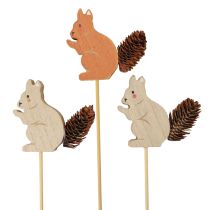Squirrel decorative flower plugs wood 9×8×1.5cm 12pcs