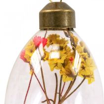 Hanging eggs, dried flowers, Easter eggs, glass decorations for spring H6.5cm, set of 6
