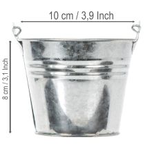 Product Bucket Ø10cm H8cm 10 pcs. Zinc, shiny
