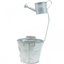 Product Decorative plant pot, bucket with pot, plant pot, metal bucket H38cm Ø16.5cm/Ø7cm