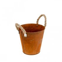 Plant pot with patina, metal vessel, autumn decoration Ø18cm H17.5cm