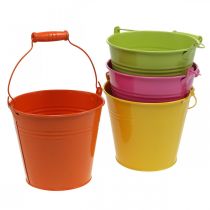 Product Bucket planter metal decorative bucket colorful Ø14cm H12cm 6 pieces