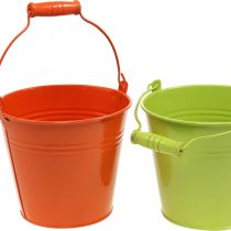Product Bucket planter metal decorative bucket colorful Ø14cm H12cm 6 pieces