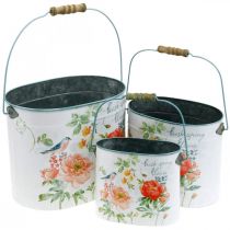 Product Plant bucket oval vintage spring decoration planter metal 26/22 / 17cm set of 3