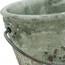 Bucket for planting, ceramic vessel, bucket decoration, antique optics Ø11.5cm H10.5cm 3pcs
