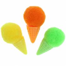 Ice cream in the waffle artificially green, yellow, orange assorted 3,5cm 18pcs