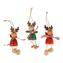 Product Elk decoration wooden decoration hanger Christmas green red 10.5cm 6pcs