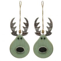 Product Hanging Decoration Elk Head Mint 14,5cm x 7,2cm 4pcs